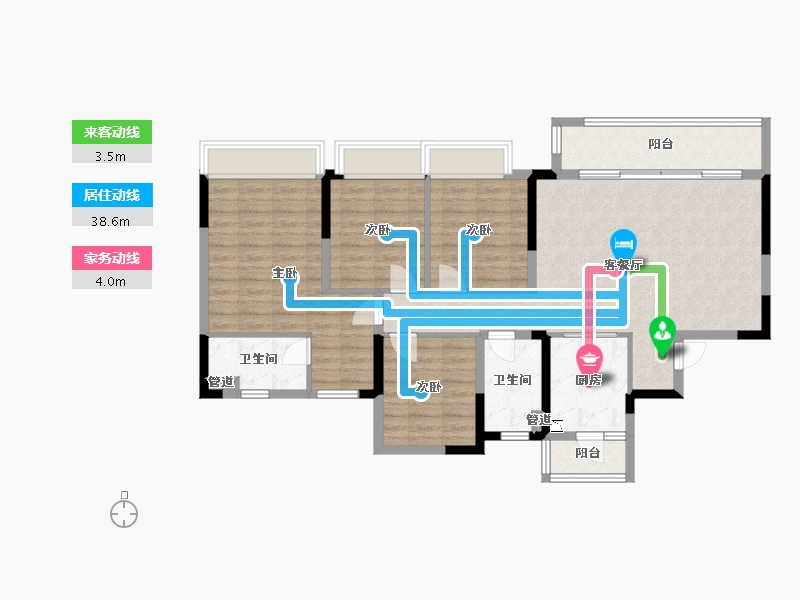 四川省-成都市-天慧凯颂广场1号楼139m²-106.31-户型库-动静线