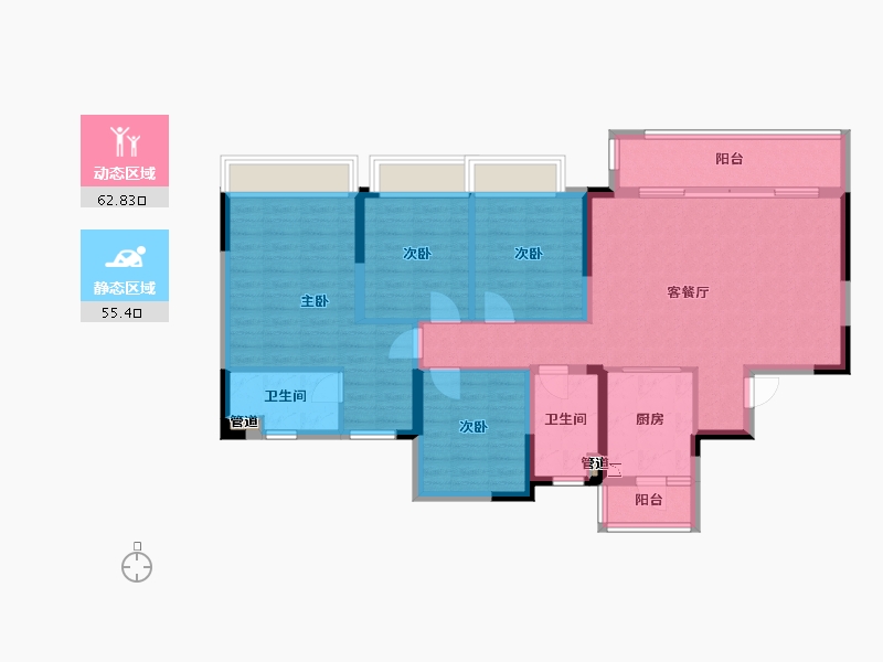 四川省-成都市-天慧凯颂广场1号楼139m²-106.31-户型库-动静分区