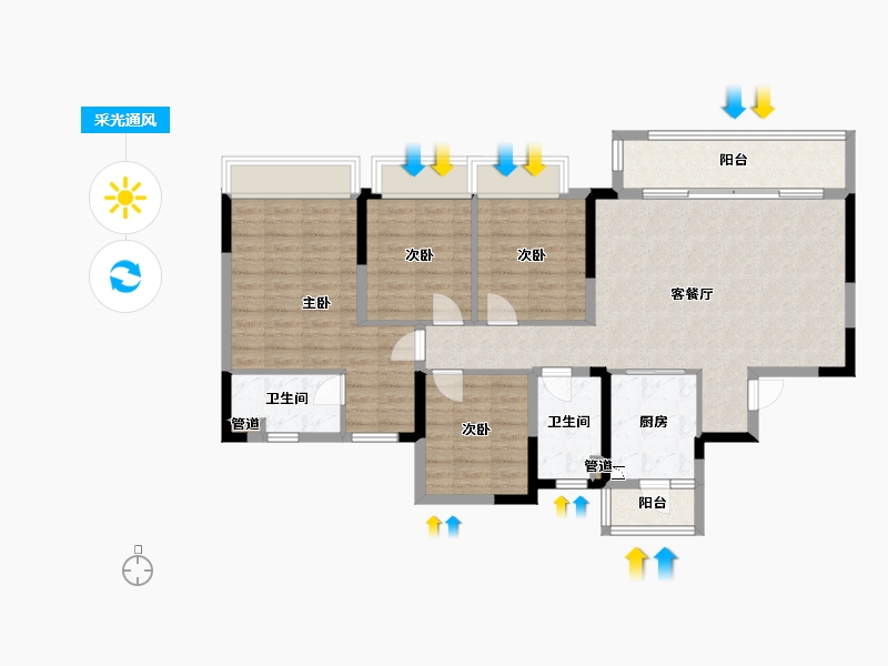 四川省-成都市-天慧凯颂广场1号楼139m²-106.31-户型库-采光通风