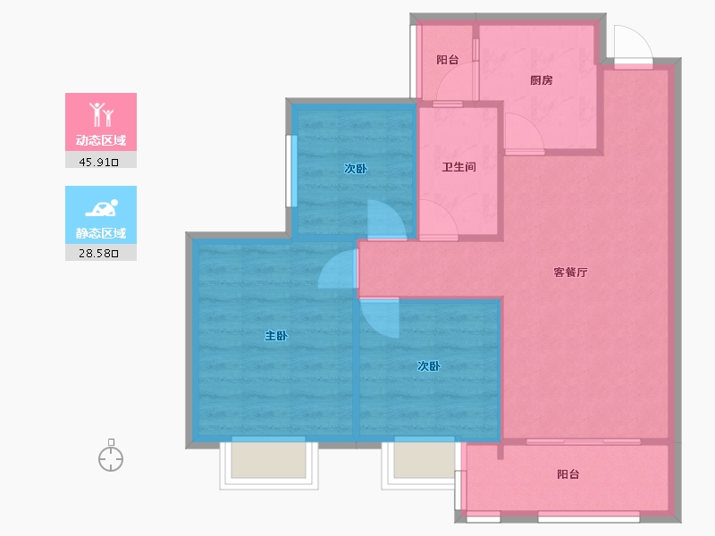 四川省-成都市-新城.悦隽香江1号楼92m²-67.31-户型库-动静分区