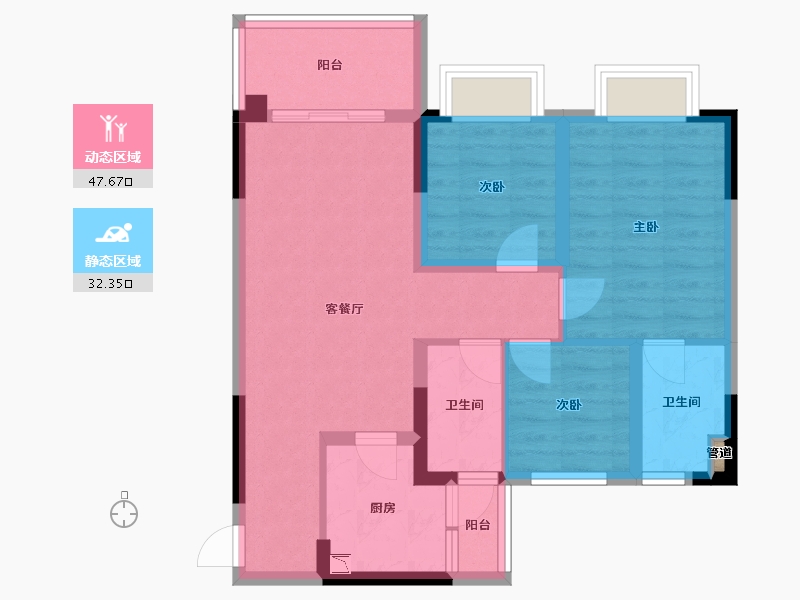 四川省-成都市-新城.悦隽香江1号楼100m²-70.29-户型库-动静分区