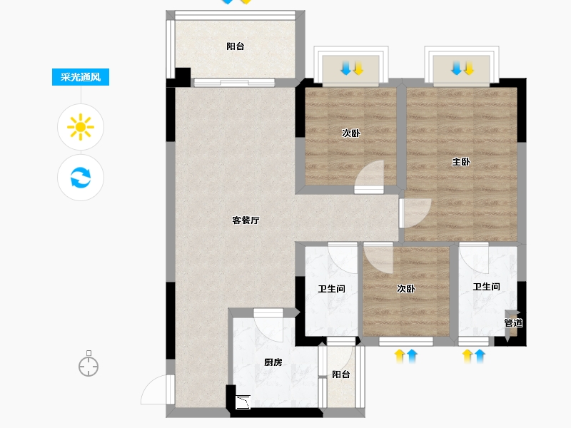 四川省-成都市-新城.悦隽香江1号楼100m²-70.29-户型库-采光通风