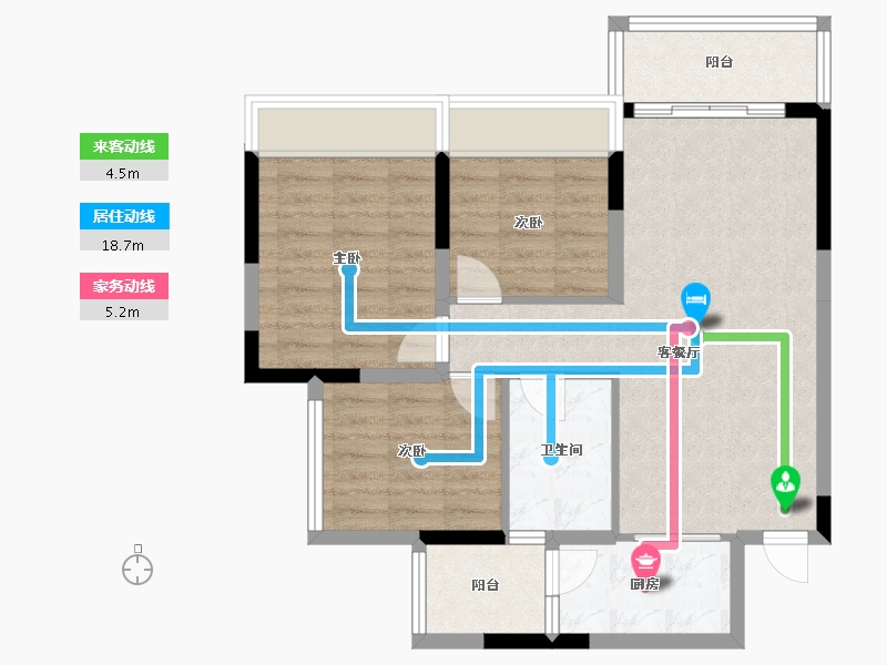 四川省-成都市-兴旺逸景1号楼,3号楼88m²-72.33-户型库-动静线