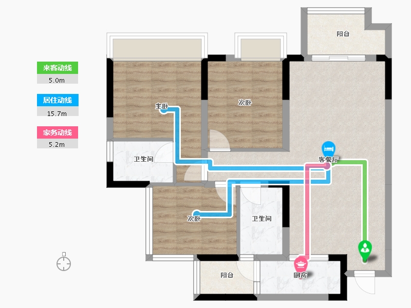 四川省-成都市-兴旺逸景1号楼,3号楼104m²-80.87-户型库-动静线