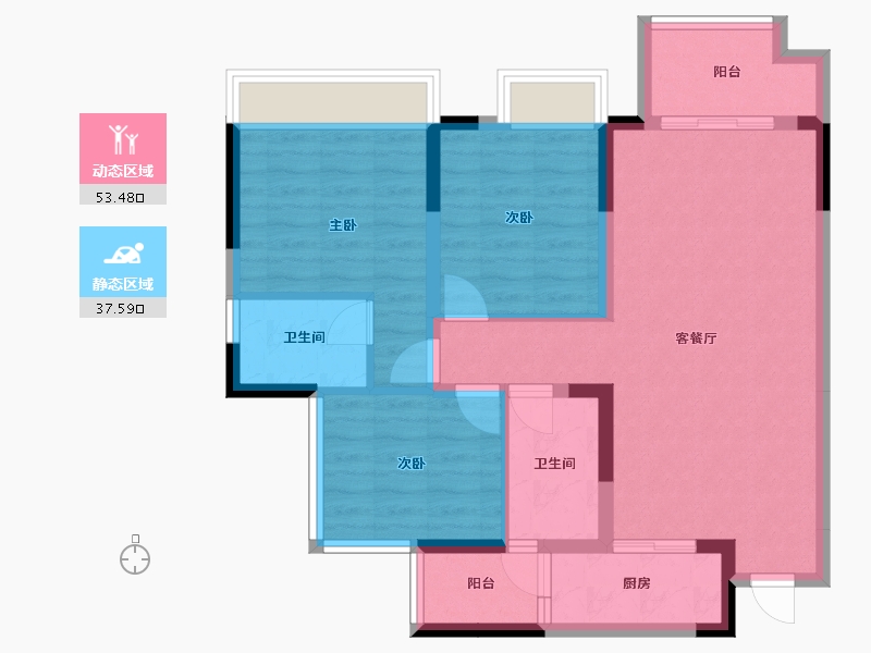 四川省-成都市-兴旺逸景1号楼,3号楼104m²-80.87-户型库-动静分区