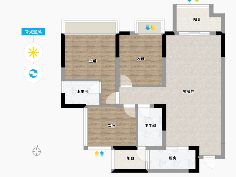 四川省-成都市-兴旺逸景1号楼,3号楼104m²-80.87-户型库-采光通风