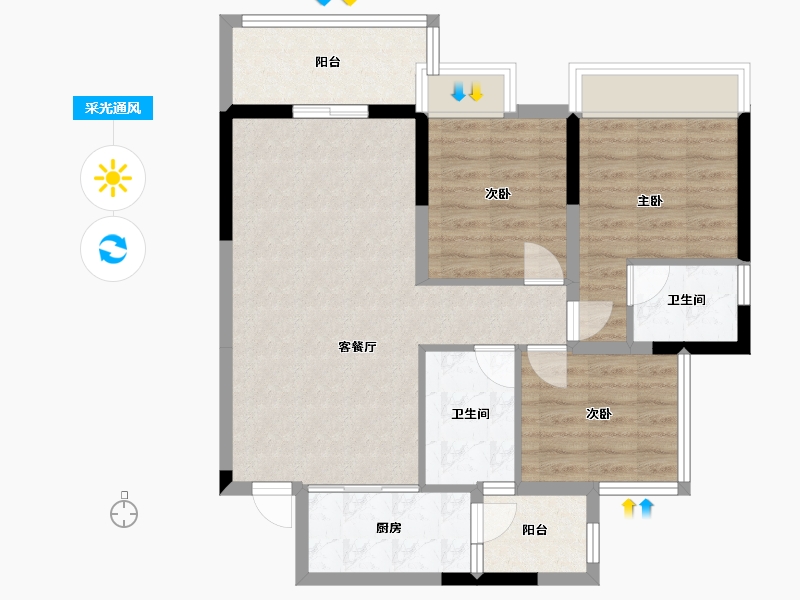 四川省-成都市-兴旺逸景3号楼99m²-81.73-户型库-采光通风