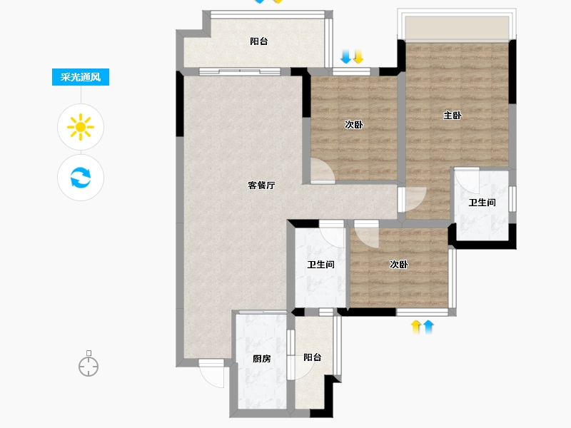 四川省-成都市-兴旺逸景2号楼112m²-88.93-户型库-采光通风