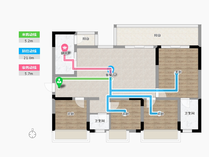 四川省-成都市-兴旺逸景2号楼126m²-98.38-户型库-动静线