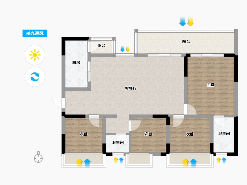 四川省-成都市-兴旺逸景2号楼126m²-98.38-户型库-采光通风