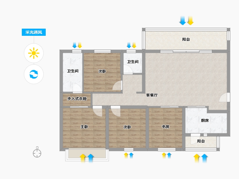 四川省-成都市-云樾名邸1号楼140m²-110.57-户型库-采光通风