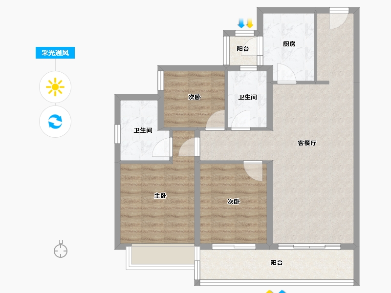 四川省-成都市-云樾名邸4号楼104m²-82.46-户型库-采光通风