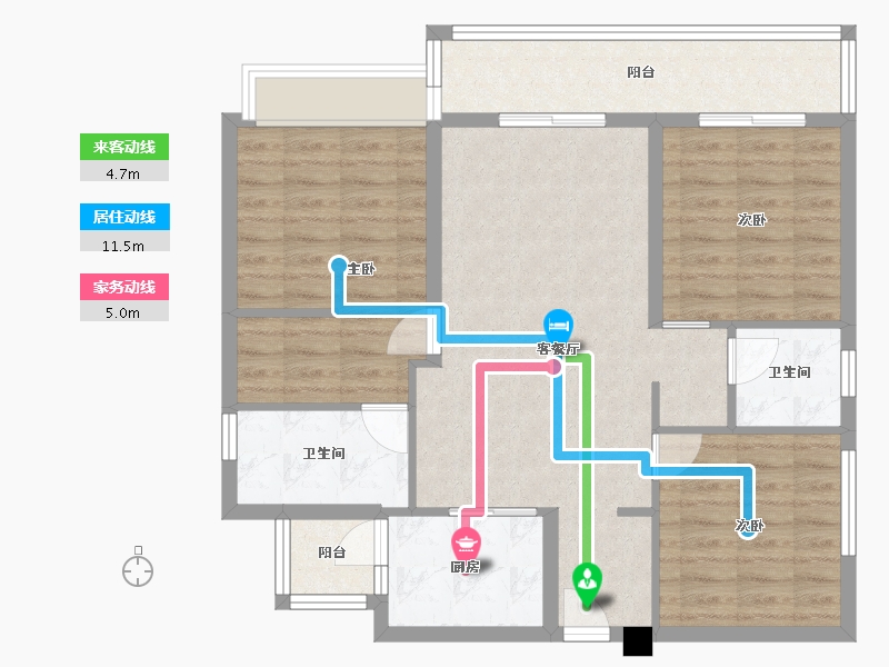 四川省-成都市-云樾名邸4号楼113m²-90.75-户型库-动静线