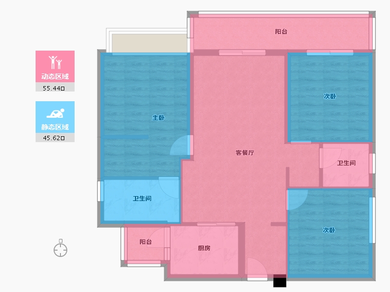 四川省-成都市-云樾名邸4号楼113m²-90.75-户型库-动静分区