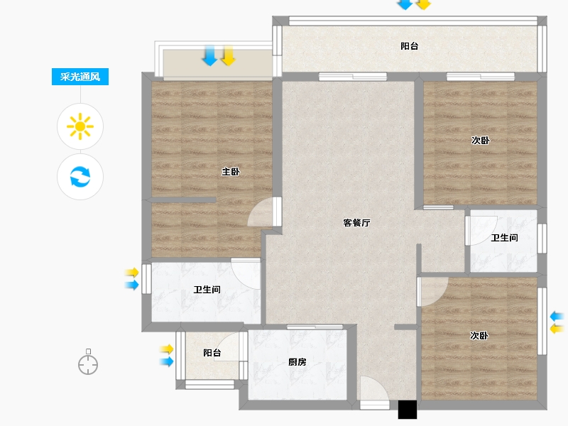 四川省-成都市-云樾名邸4号楼113m²-90.75-户型库-采光通风