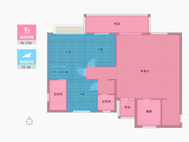 四川省-成都市-云樾名邸4号楼132m²-106.07-户型库-动静分区