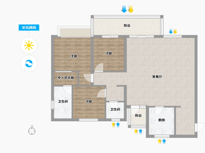 四川省-成都市-云樾名邸4号楼132m²-106.07-户型库-采光通风