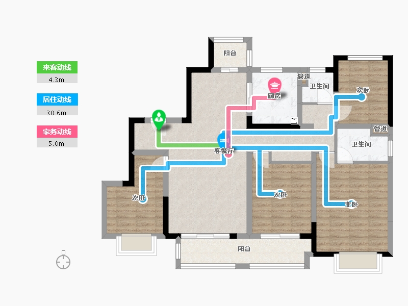 四川省-成都市-新城.悦隽香江3号楼150m²-106.22-户型库-动静线