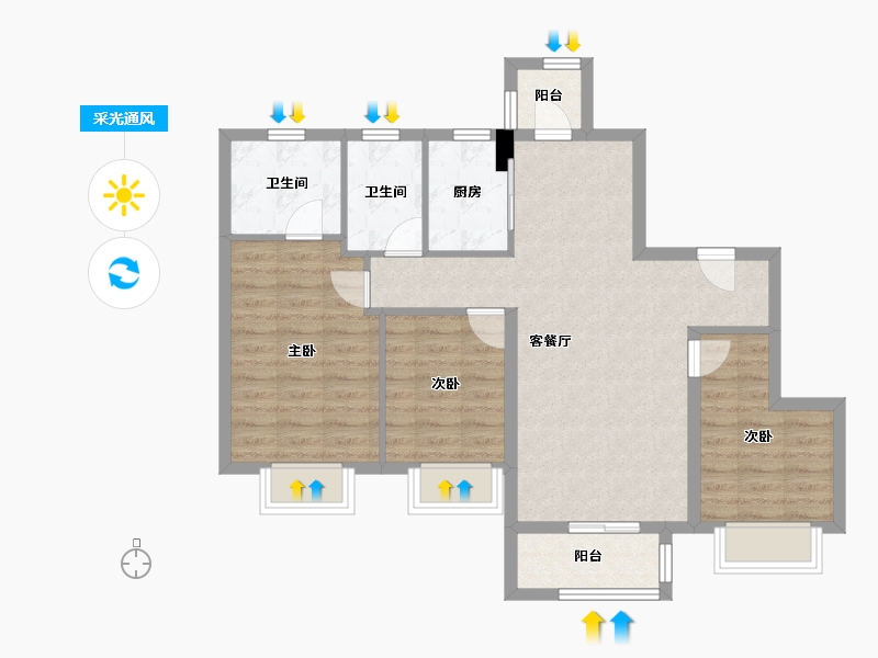 四川省-成都市-新城.悦隽香江4号楼,3号楼120m²-81.33-户型库-采光通风