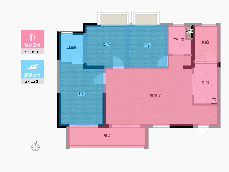 四川省-成都市-兴唐府2号楼,3号楼105m²-77.35-户型库-动静分区