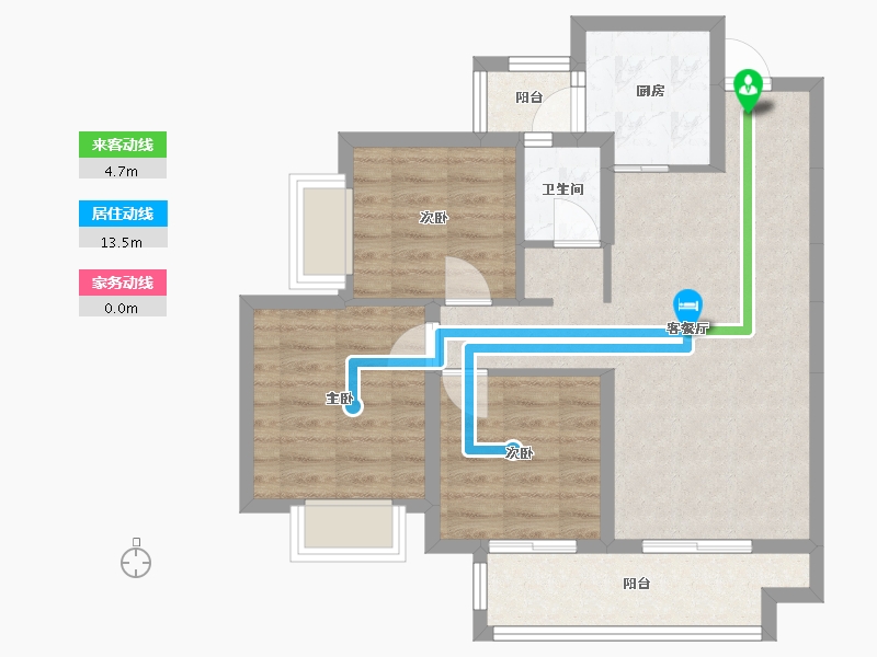 四川省-成都市-兴唐府2号楼,3号楼97m²-69.44-户型库-动静线