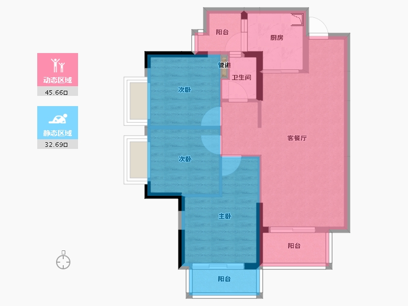 四川省-成都市-兴唐府C2户型95m²-69.72-户型库-动静分区