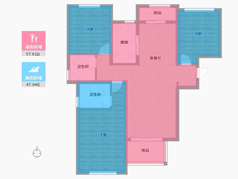 四川省-成都市-保利仁里14号楼107m²-94.06-户型库-动静分区