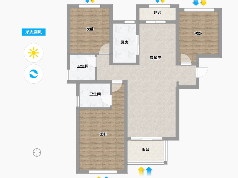 四川省-成都市-保利仁里14号楼107m²-94.06-户型库-采光通风