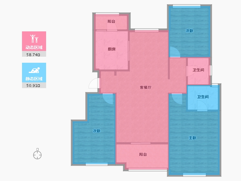 四川省-成都市-保利仁里二期(8,9,4,7)号楼,(1,7)号楼105m²-100.18-户型库-动静分区