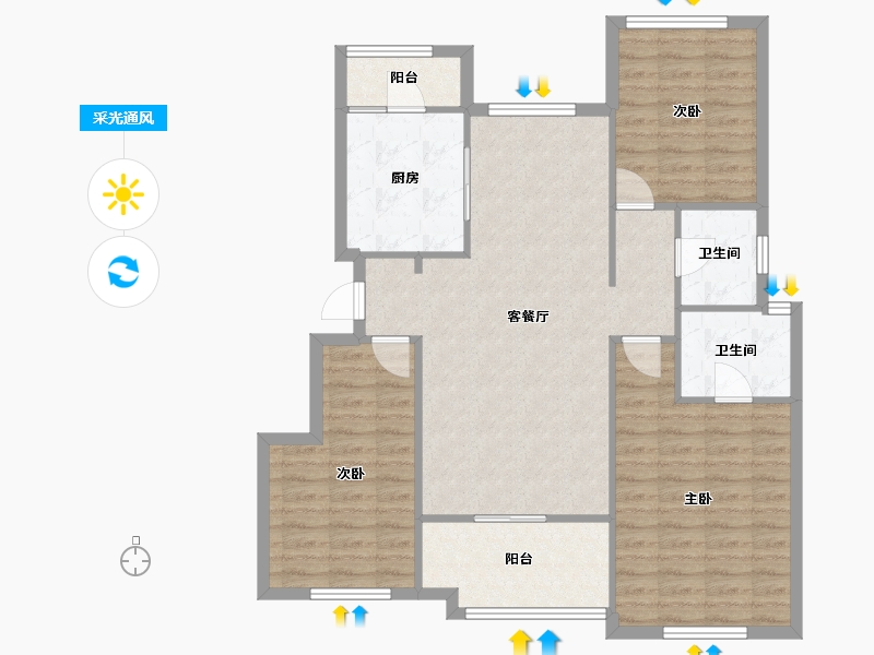 四川省-成都市-保利仁里二期(8,9,4,7)号楼,(1,7)号楼105m²-100.18-户型库-采光通风