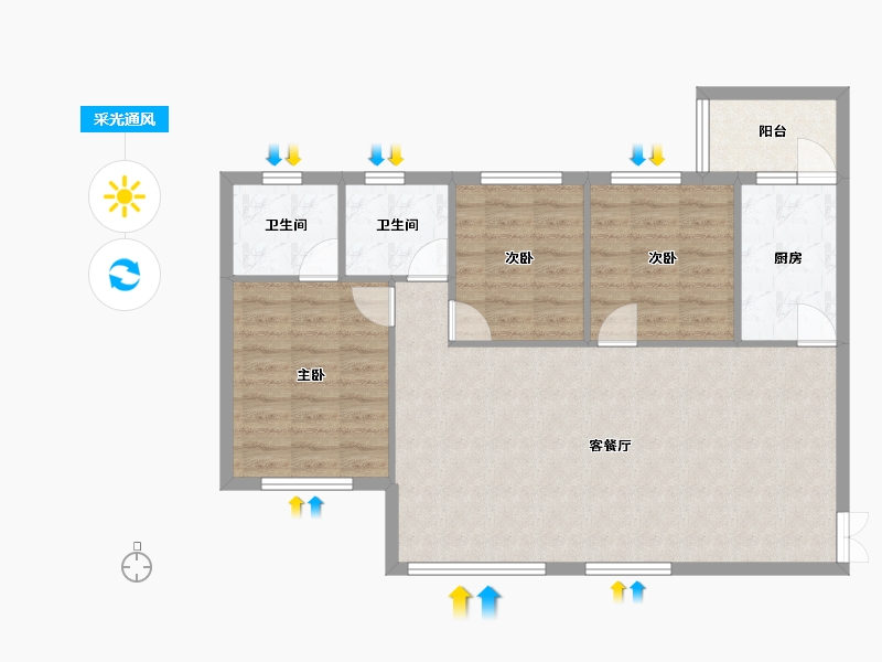 四川省-成都市-成信悦城8号楼85m²-87.06-户型库-采光通风