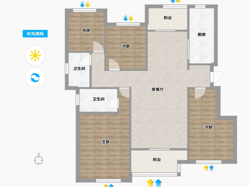 四川省-成都市-保利仁里二期12号楼,11号楼117m²-114.50-户型库-采光通风