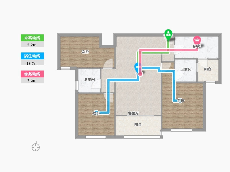 四川省-成都市-保利仁里二期16号楼,14号楼95m²-89.91-户型库-动静线