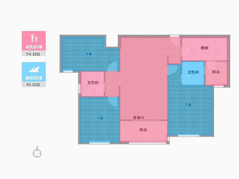 四川省-成都市-保利仁里二期16号楼,14号楼95m²-89.91-户型库-动静分区