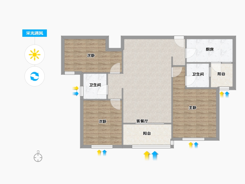 四川省-成都市-保利仁里二期16号楼,14号楼95m²-89.91-户型库-采光通风