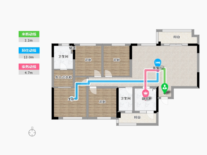 四川省-成都市-北辰国颂府1号楼118m²-116.98-户型库-动静线