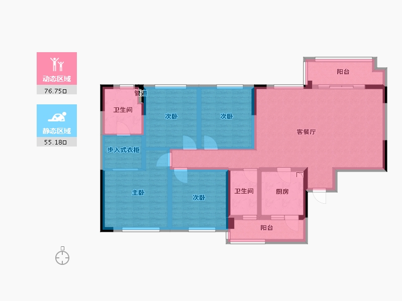 四川省-成都市-北辰国颂府1号楼118m²-116.98-户型库-动静分区