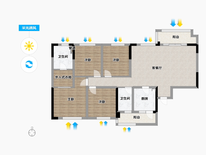 四川省-成都市-北辰国颂府1号楼118m²-116.98-户型库-采光通风