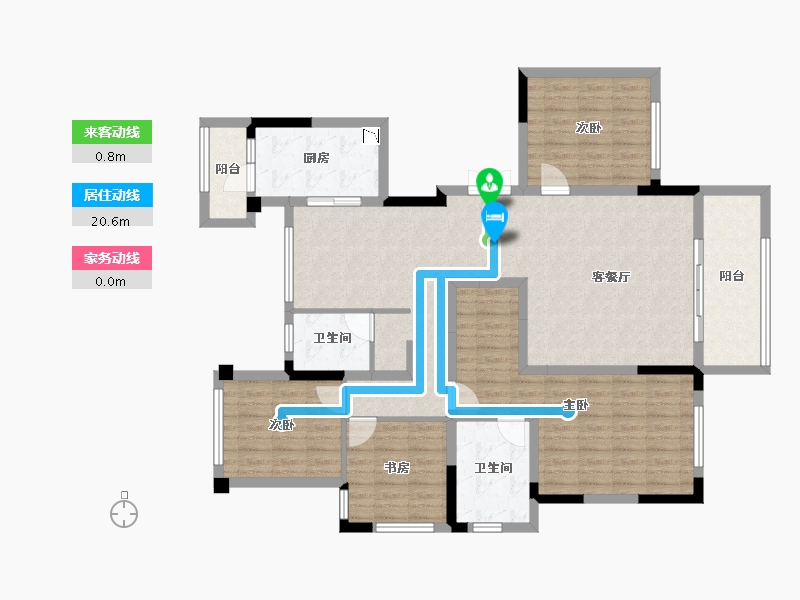 四川省-成都市-北辰国颂府7号楼,13号楼,15号楼128m²-124.25-户型库-动静线