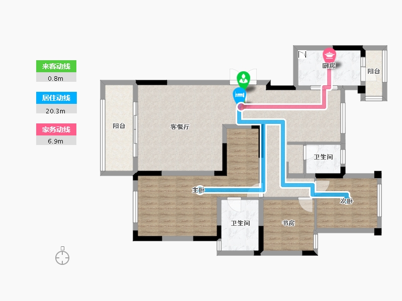 四川省-成都市-北辰国颂府7号楼,15号楼119m²-112.97-户型库-动静线