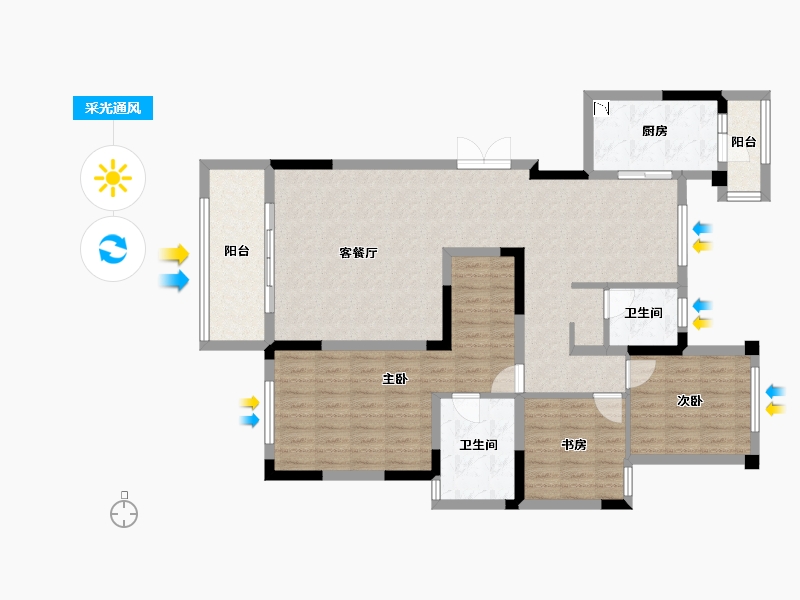 四川省-成都市-北辰国颂府7号楼,15号楼119m²-112.97-户型库-采光通风