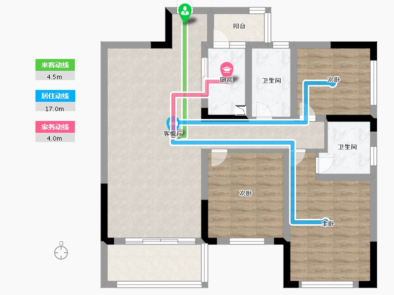 四川省-成都市-北辰国颂府12号楼,11号楼100m²-80.00-户型库-动静线