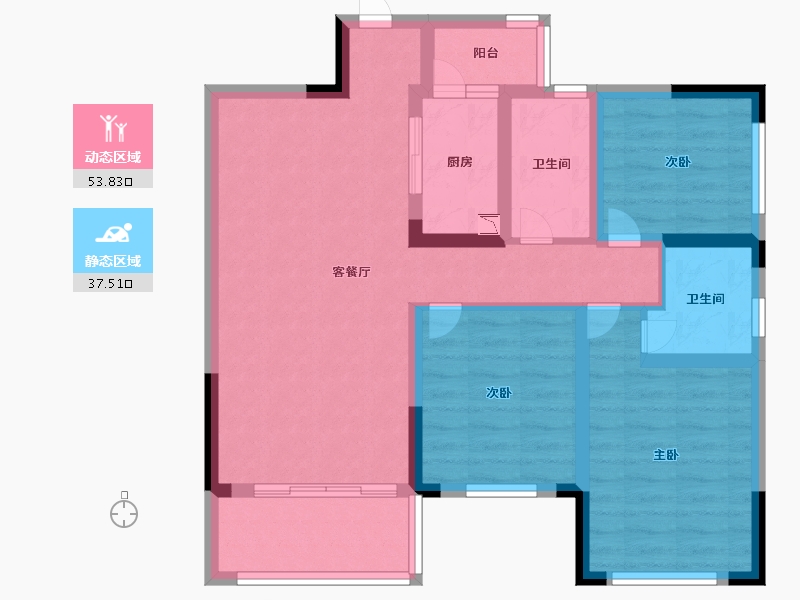 四川省-成都市-北辰国颂府12号楼,11号楼100m²-80.00-户型库-动静分区