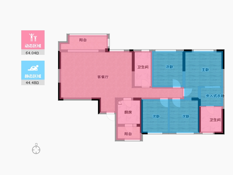 四川省-成都市-北辰国颂府12号楼,11号楼119m²-95.20-户型库-动静分区