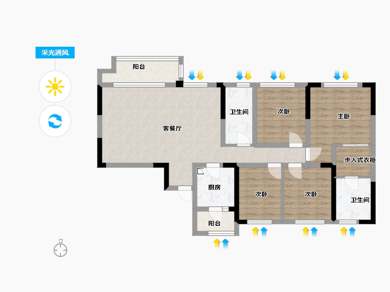 四川省-成都市-北辰国颂府12号楼,11号楼119m²-95.20-户型库-采光通风