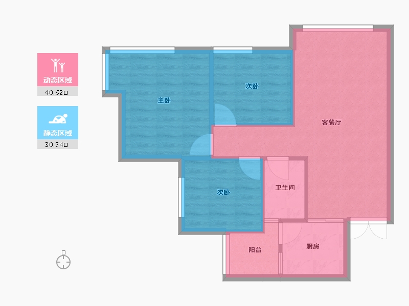 四川省-成都市-成信悦城(3,5)号楼63m²-64.51-户型库-动静分区