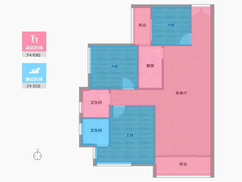 四川省-成都市-成信悦城(3,5)号楼82m²-81.89-户型库-动静分区