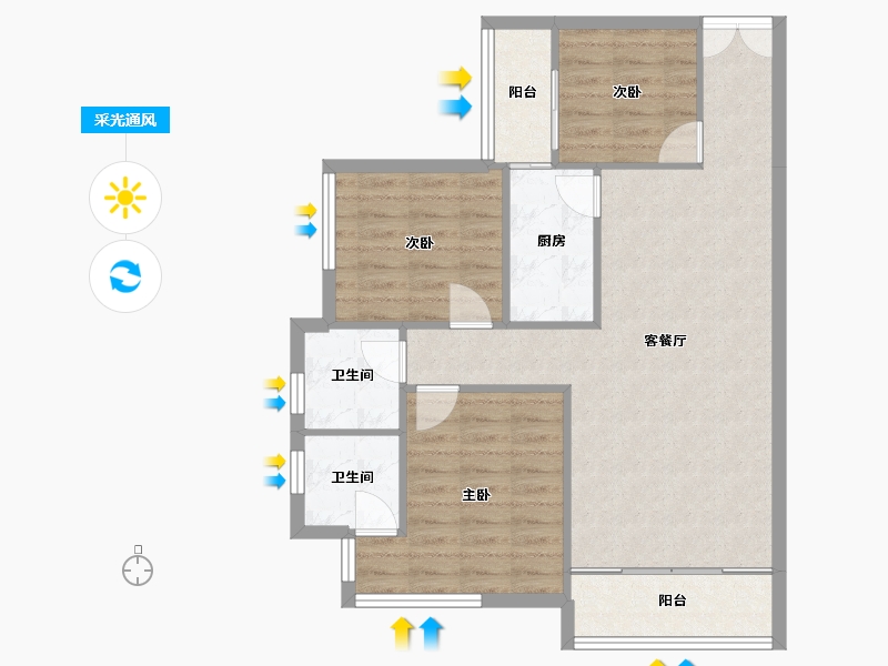 四川省-成都市-成信悦城(3,5)号楼82m²-81.89-户型库-采光通风