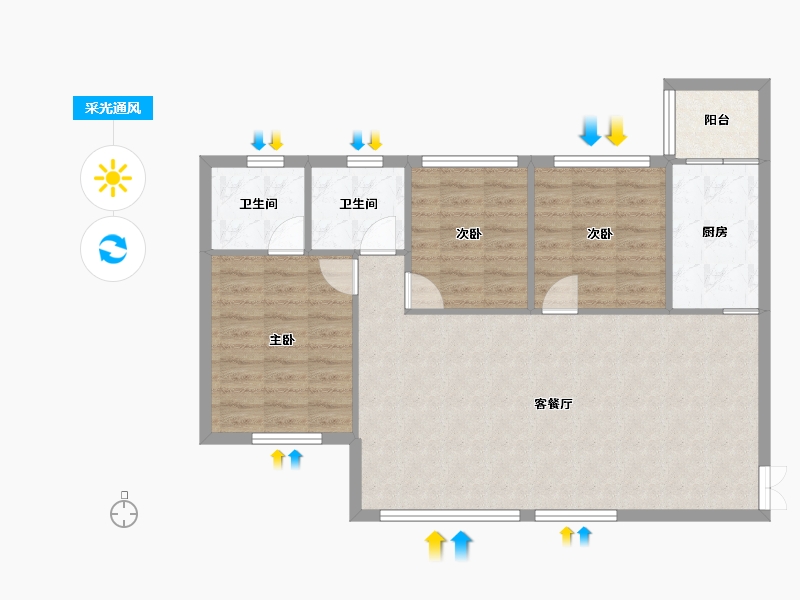 四川省-成都市-成信悦城(3,5)号楼87m²-86.16-户型库-采光通风