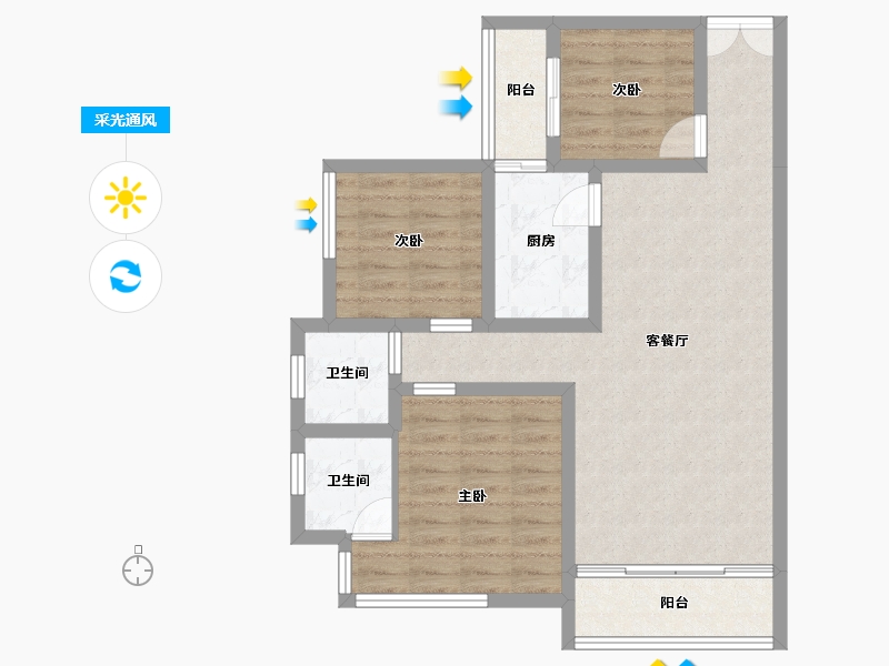 四川省-成都市-成信悦城(6,1,7,2)号楼81m²-79.27-户型库-采光通风